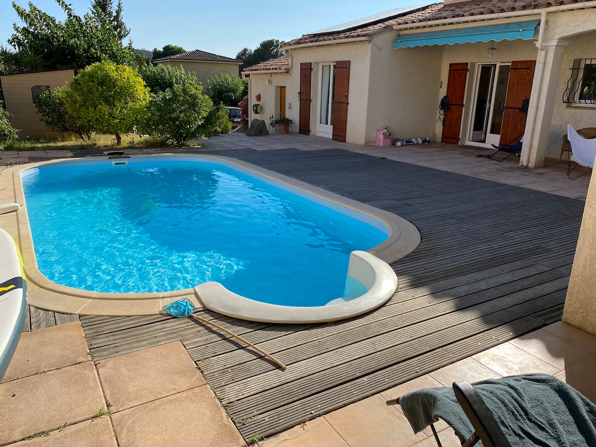 Calm 4 room villa,pool,garden,5min from beach/shop