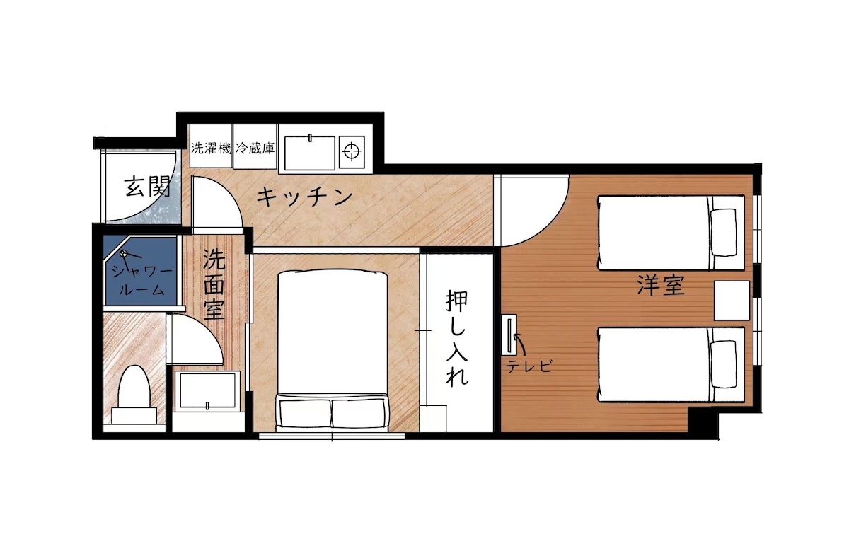 【鶴INN 心斎橋 202】フルリノベ|心斎橋徒歩8分|長堀橋駅3番出口徒歩5分|関西空港50分