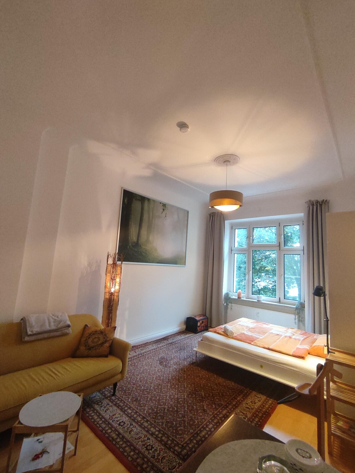 宽敞的房间，配有双人床，位于美丽的Köpenick