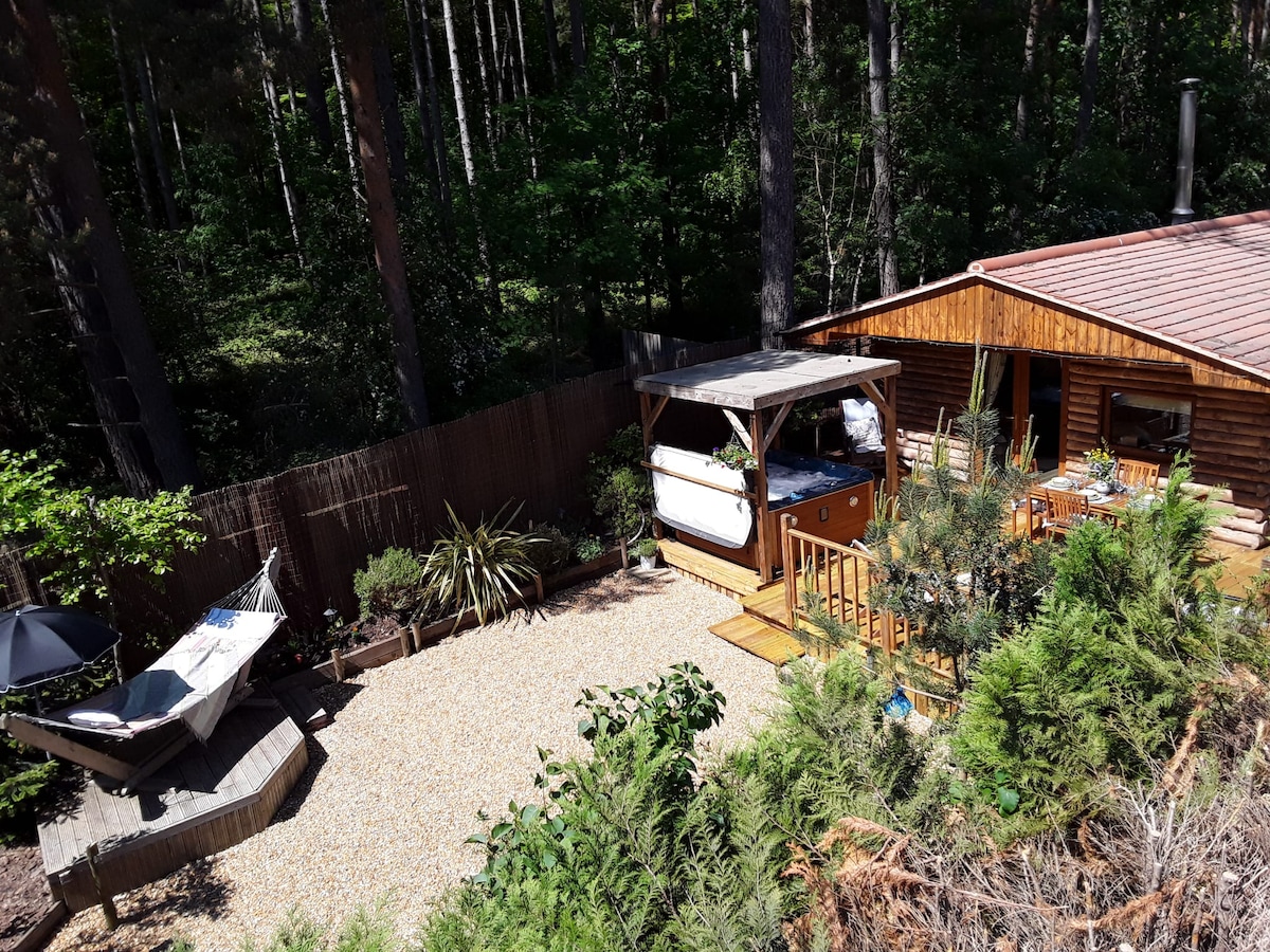 Luxury 2 bed log cabin with hottub and log burner