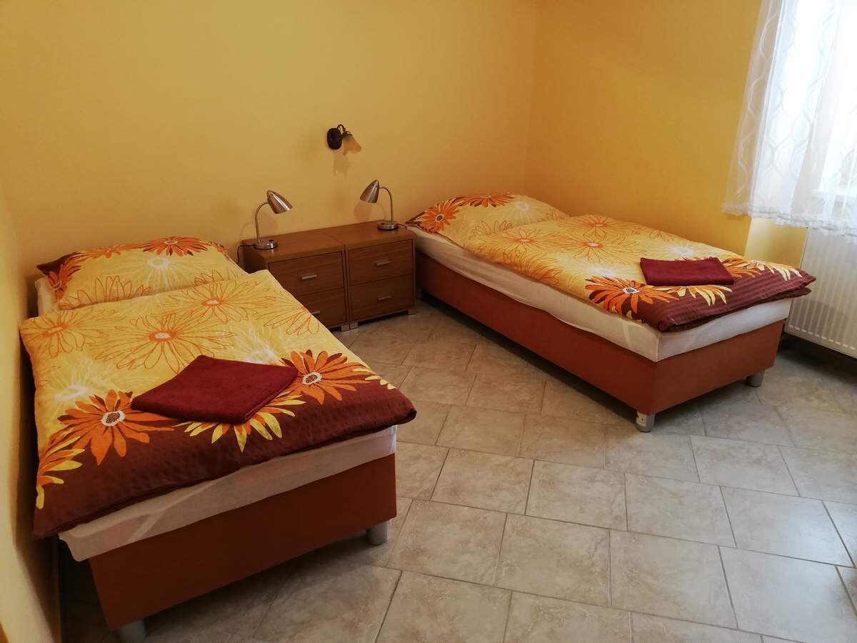 Comfortly furnished room-two beds, nice garden