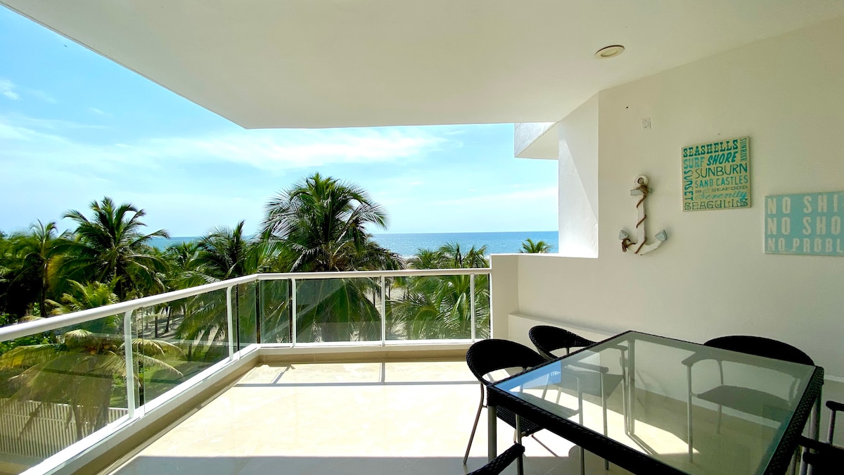 适合家庭入住-宽敞的阳台-直达沙滩。
