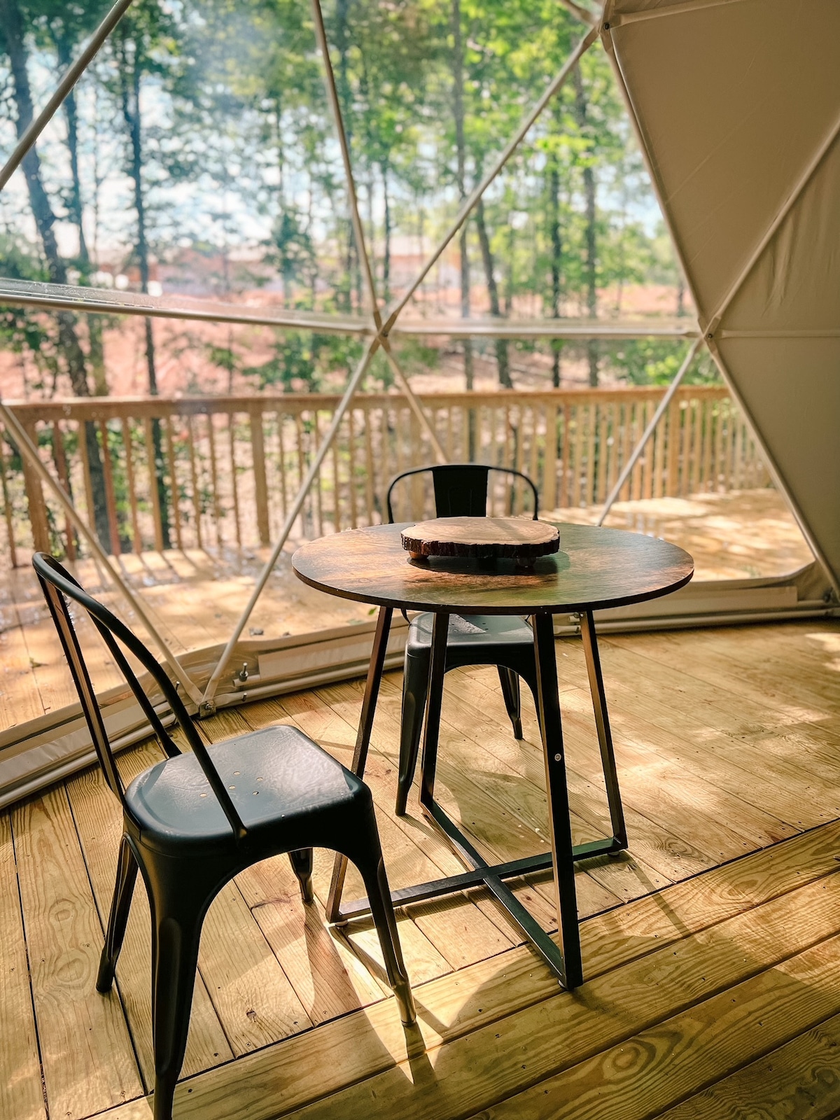 Glamping dome in the woods