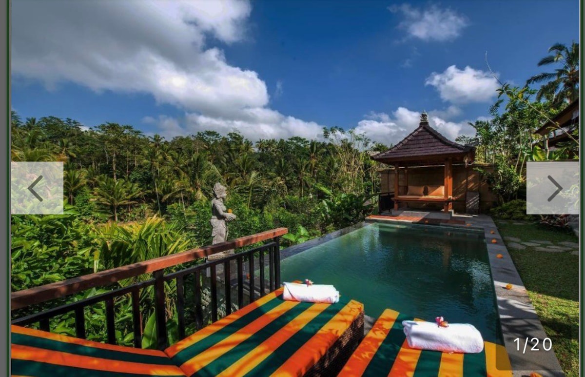 GK巴厘岛私人泳池别墅，带稻田景观