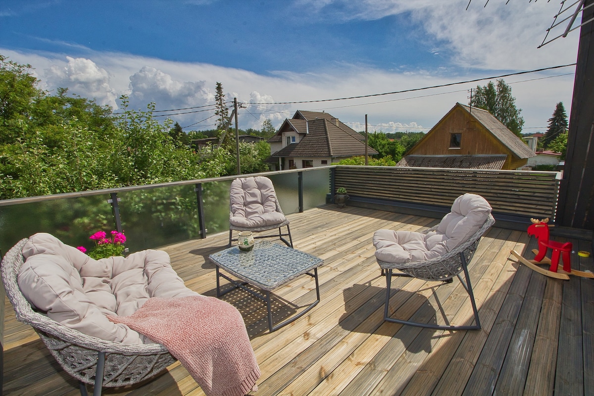 Apartment with private garden and large balcony.