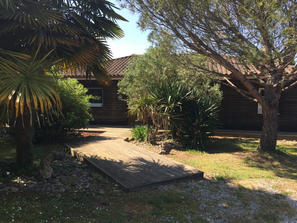 Maison en bois avec piscine