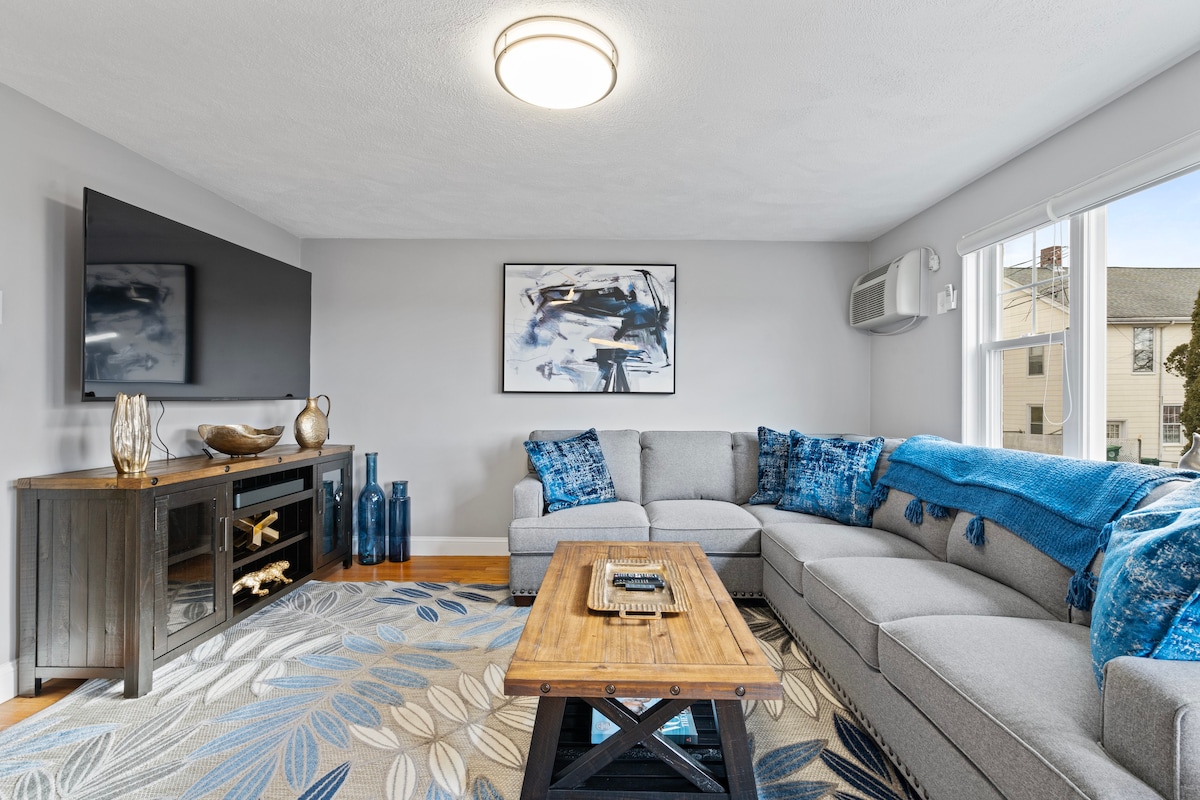 新装修的现代化2卧室公寓，靠近波士顿！