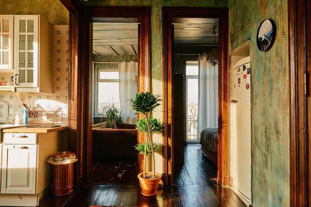 可爱的双卧室公寓，带露台，位于Taksim