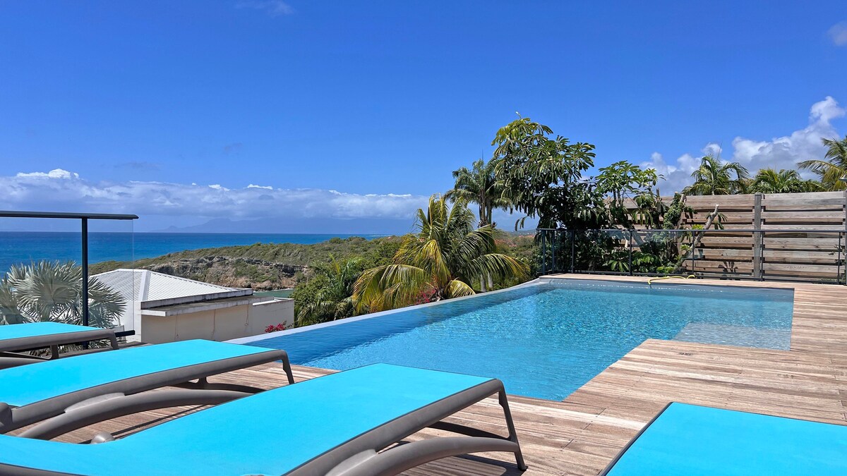 带加勒比魅力的别墅，海景，可供10人入住