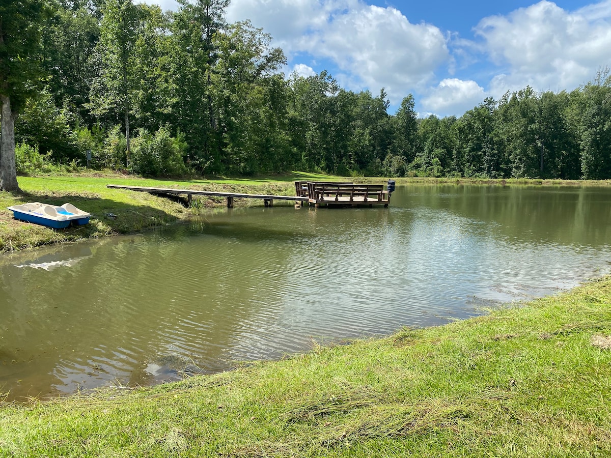 Country Cabin on Pond by Randy and Max(the Dog)