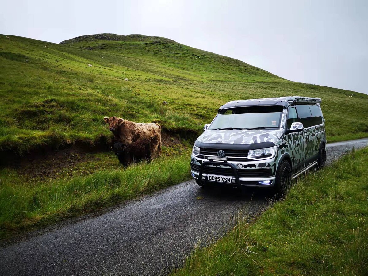 Angus the Luxury Camo Camper, ready for adventure