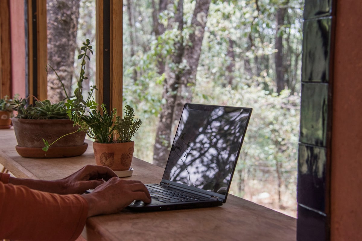 HomeOffice +森林中的非凡双人卧室