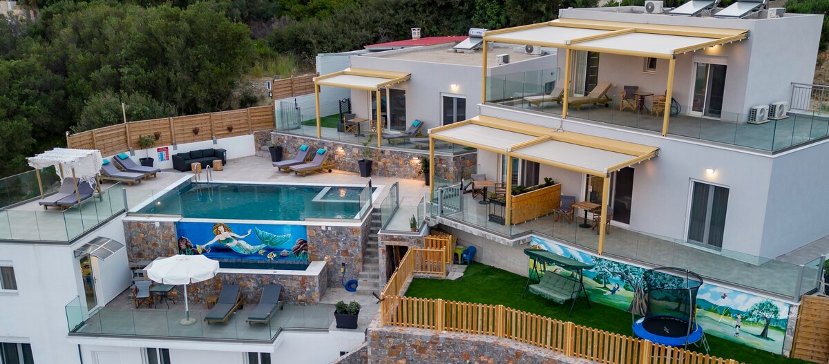 new ZAX SEA VIEW 3 villa complex, pool, 6 bedrooms