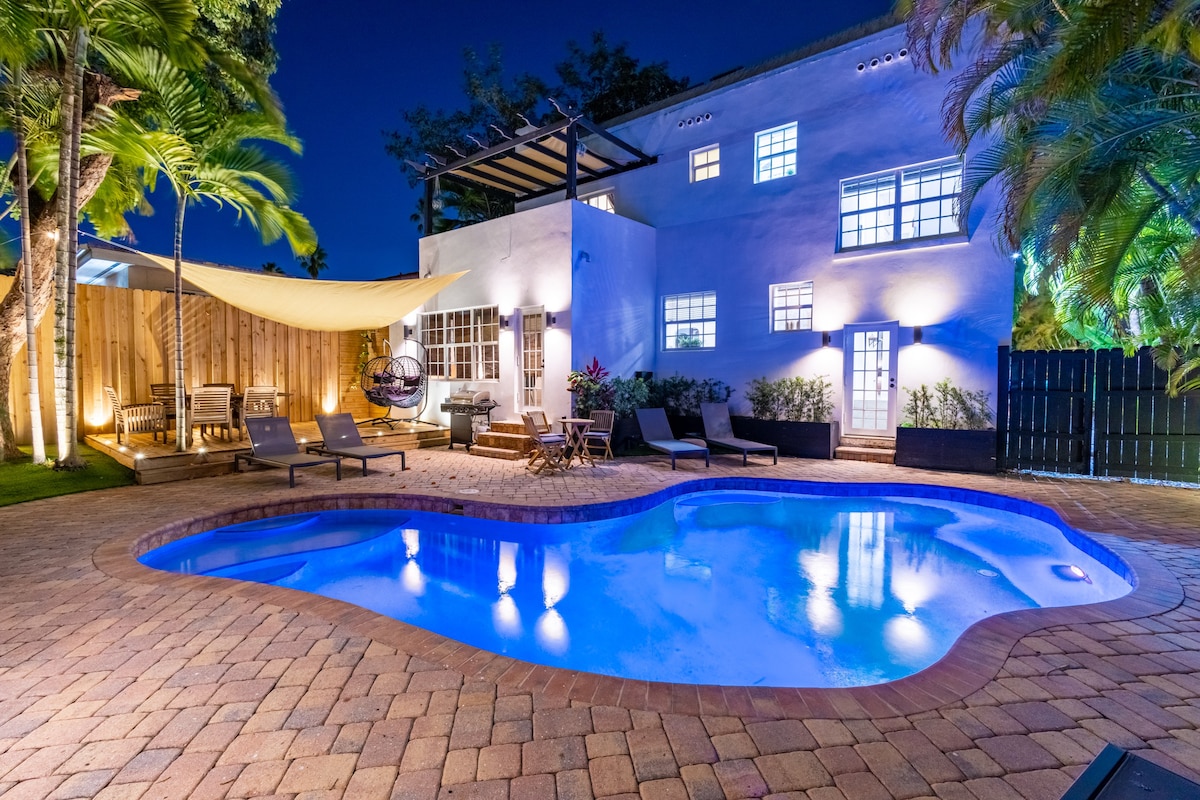 Villa Maria Miami Heated Pool -Walk to Restaurants