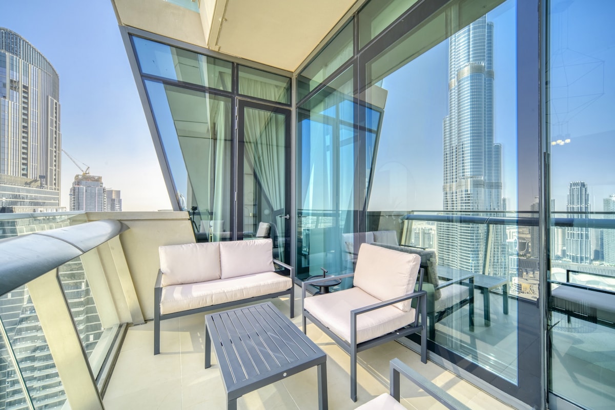现代公寓，可欣赏哈利法寺（ Burj Khalifa ）景观
