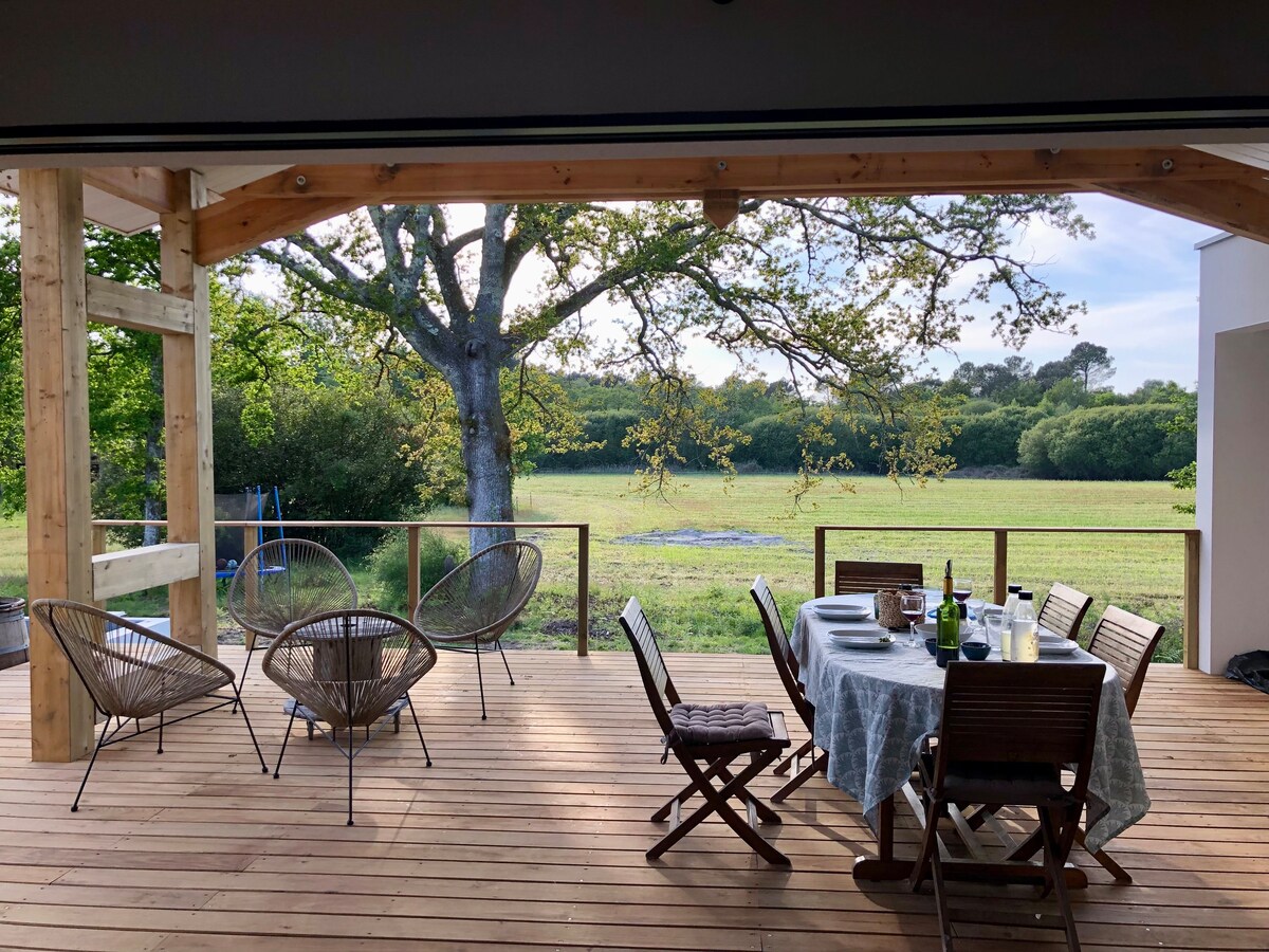 Villa avec piscine chauffée à 5 min du lac de Léon