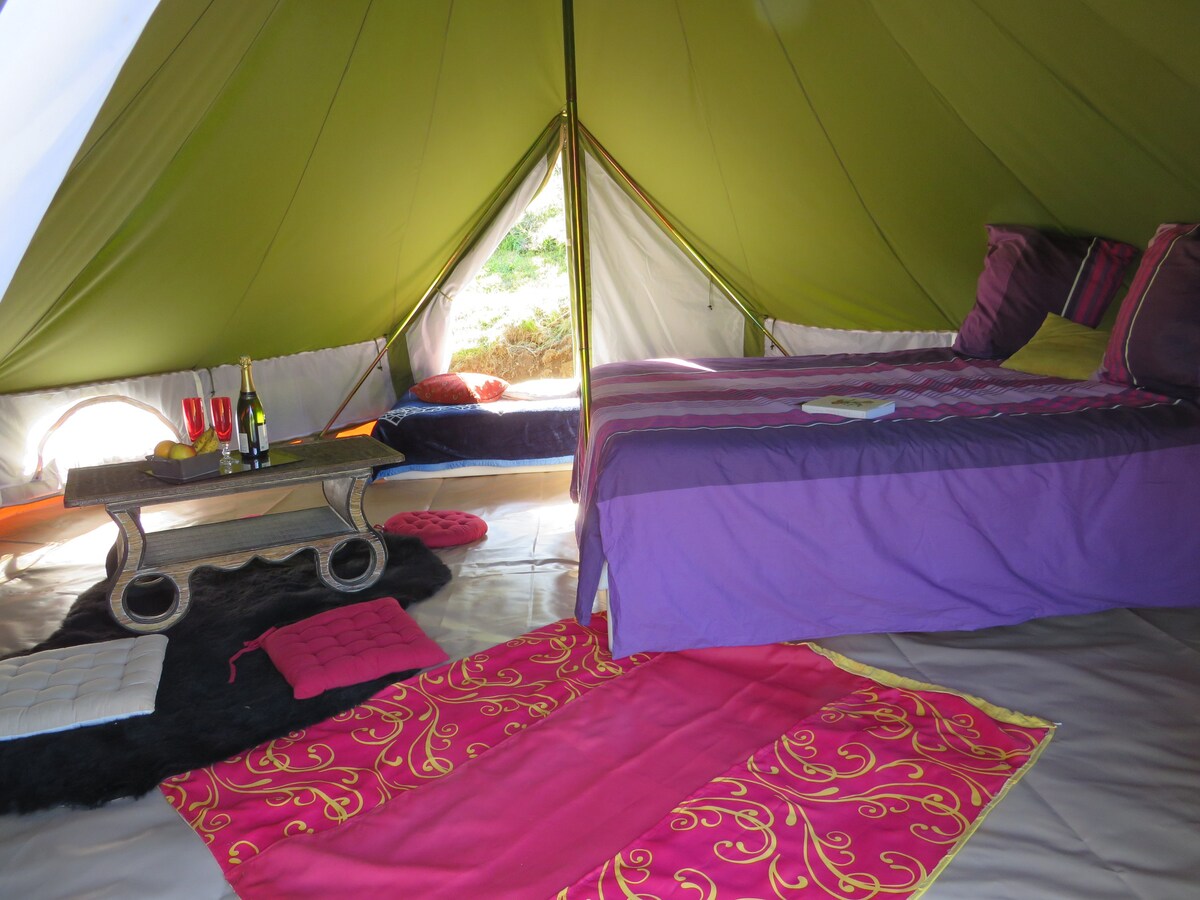 Glamping type tent in isolated and natural area