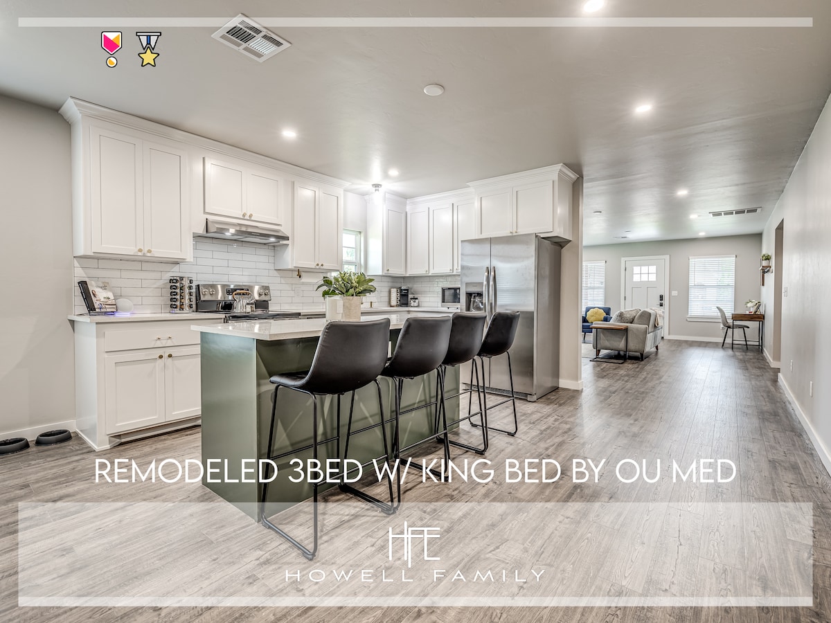 Beautifully Remodeled 3B1.5B W/ King Bed By OU Med