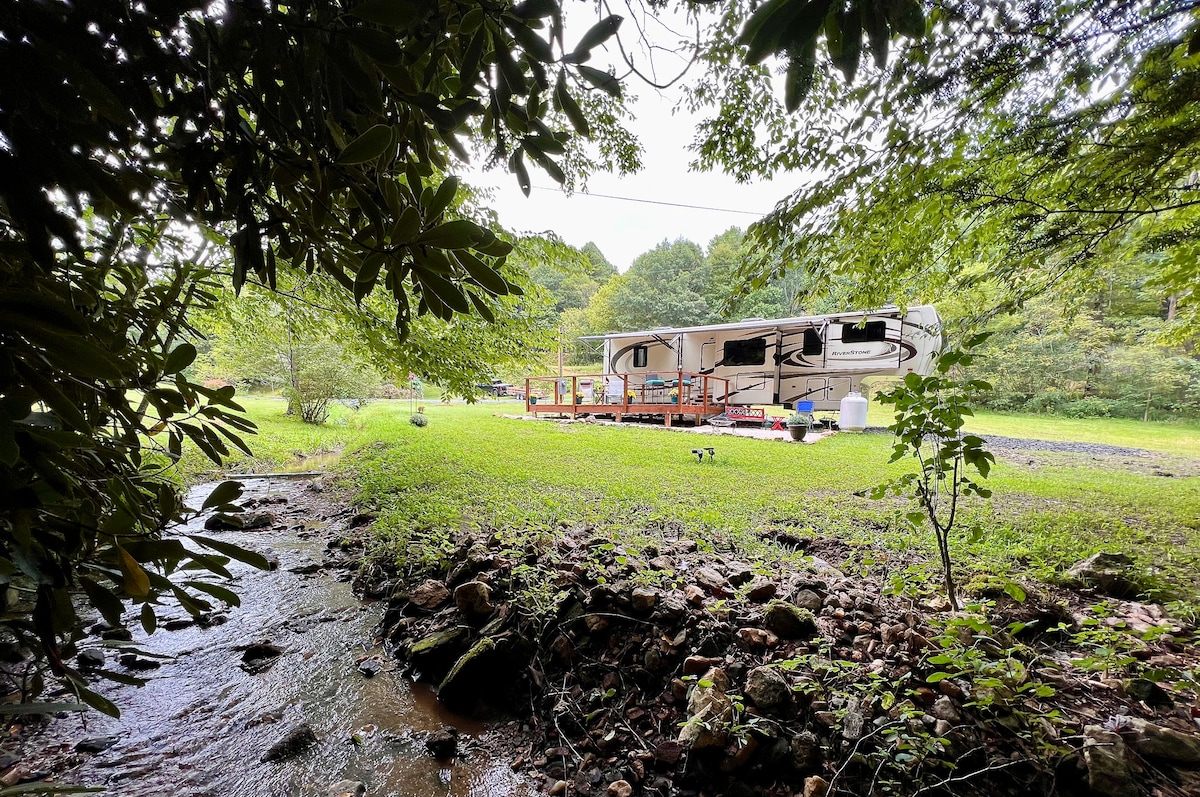 Meadow, Woods and a Luxury RV Creekside