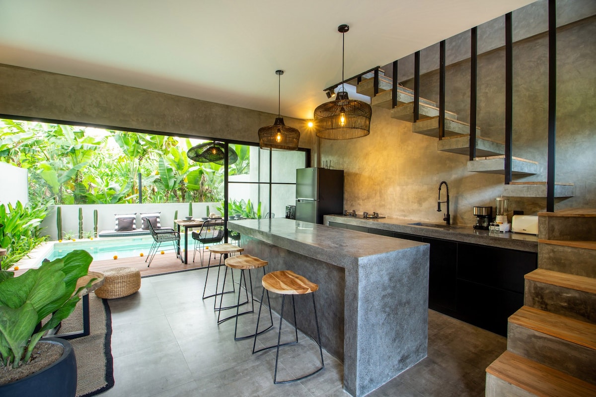 Industrial-tropical Canggu private townhouse