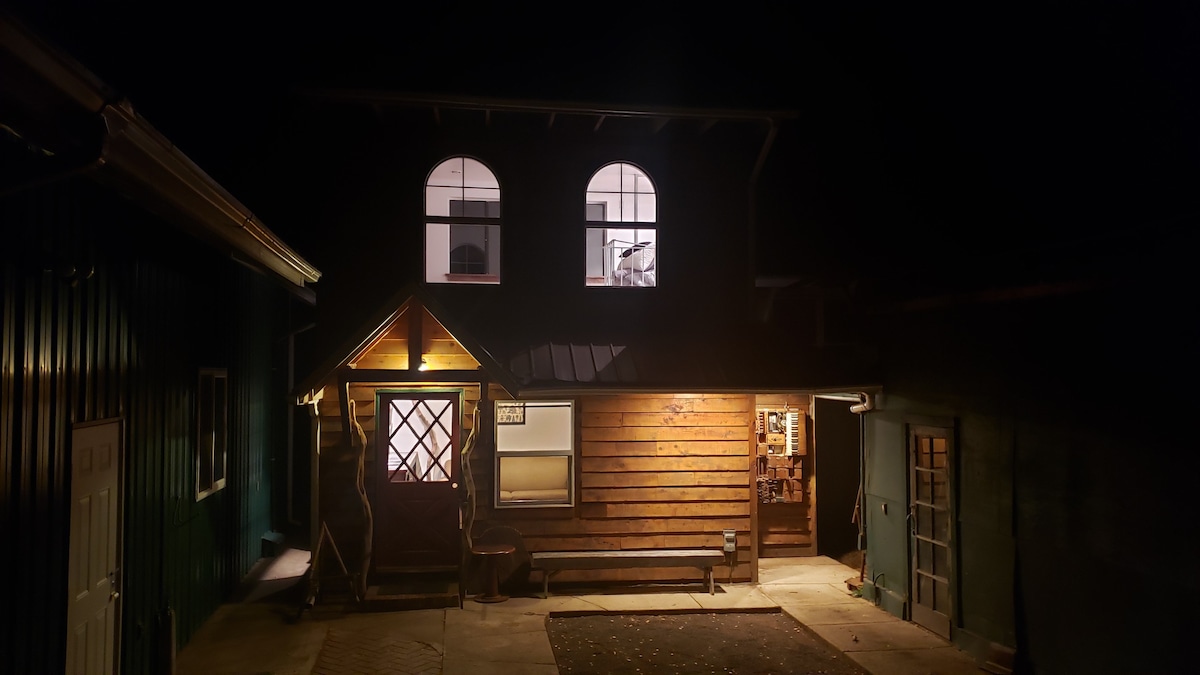 2 story country cabin on the farm in the woods.