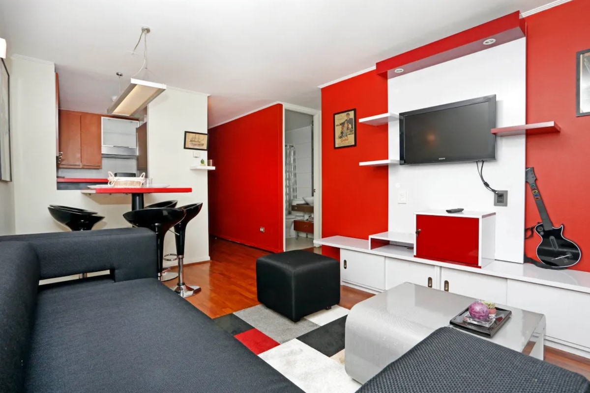拉斯康德斯（ Las Condes ）的现代化公寓， 2张床、1个卫生间
