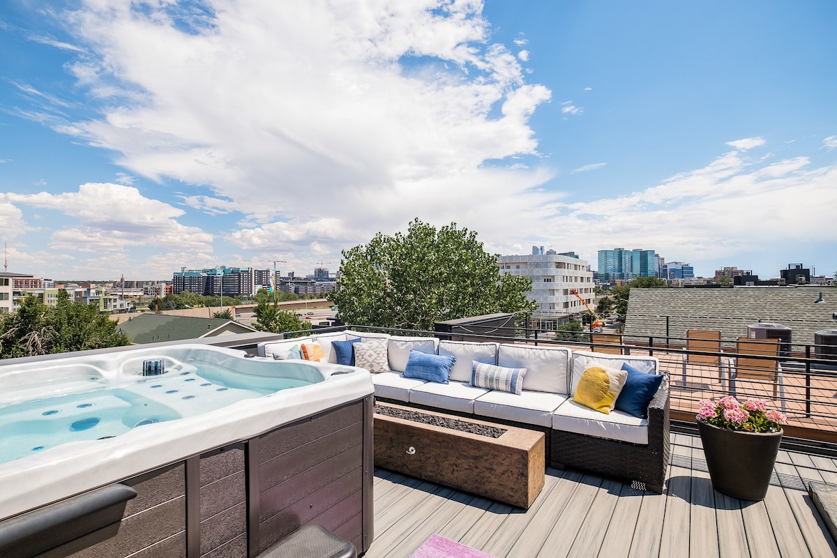 Beautiful lohi home w/ rooftop hot tub and firepit