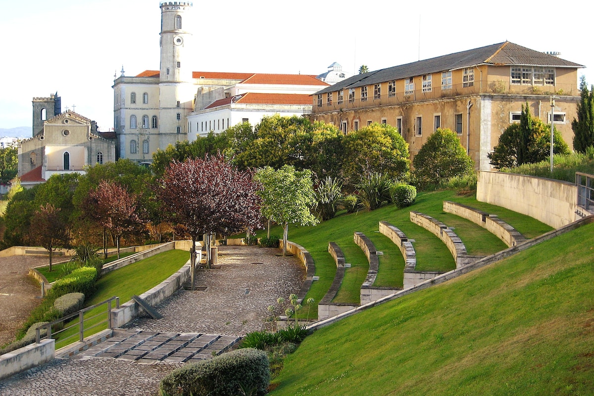 T1 Lisbon-center、泳池、花园和停车场