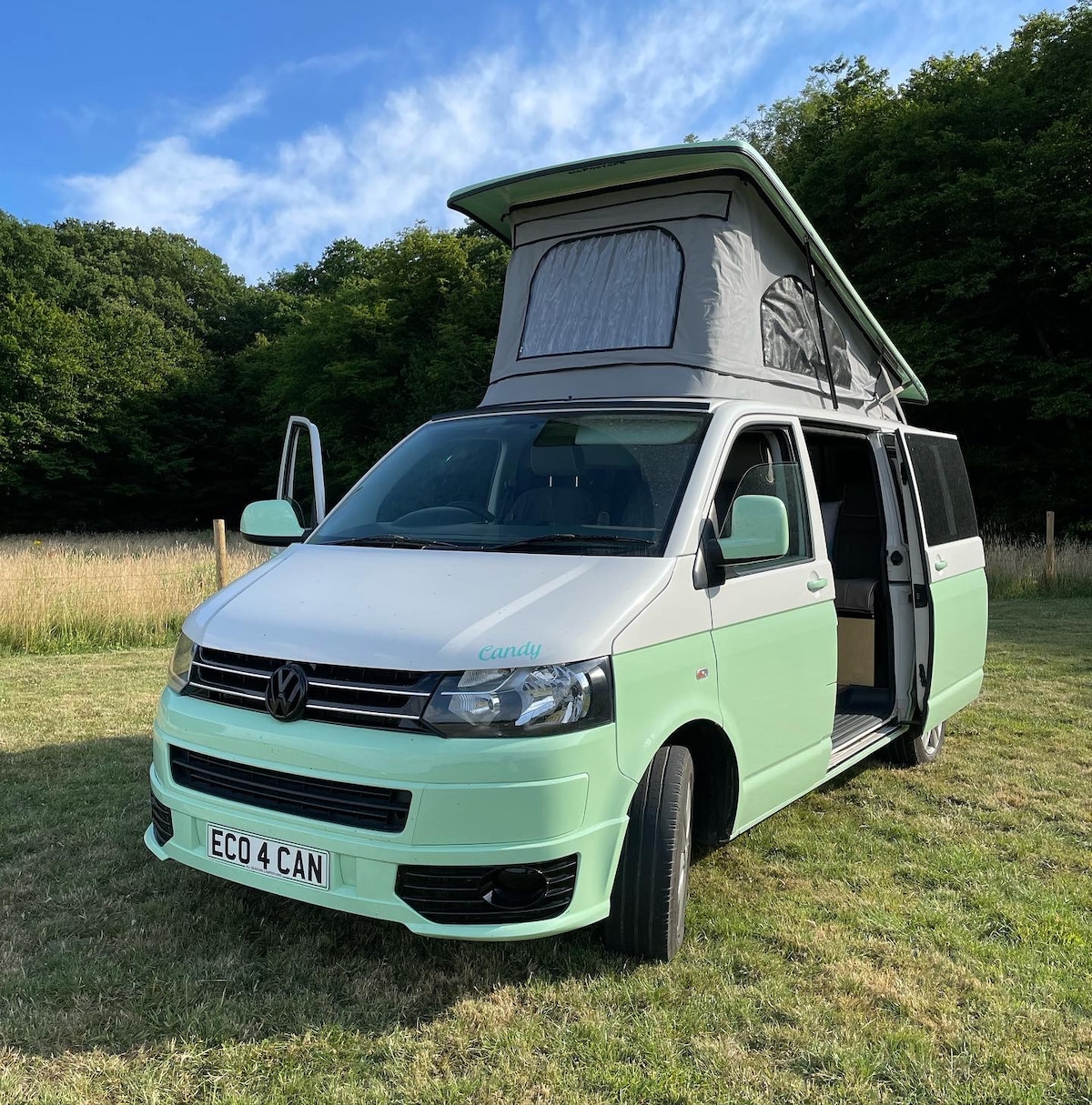 Candy the VW camper on site nr Canterbury