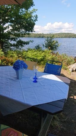 Strandnära stuga med egen brygga