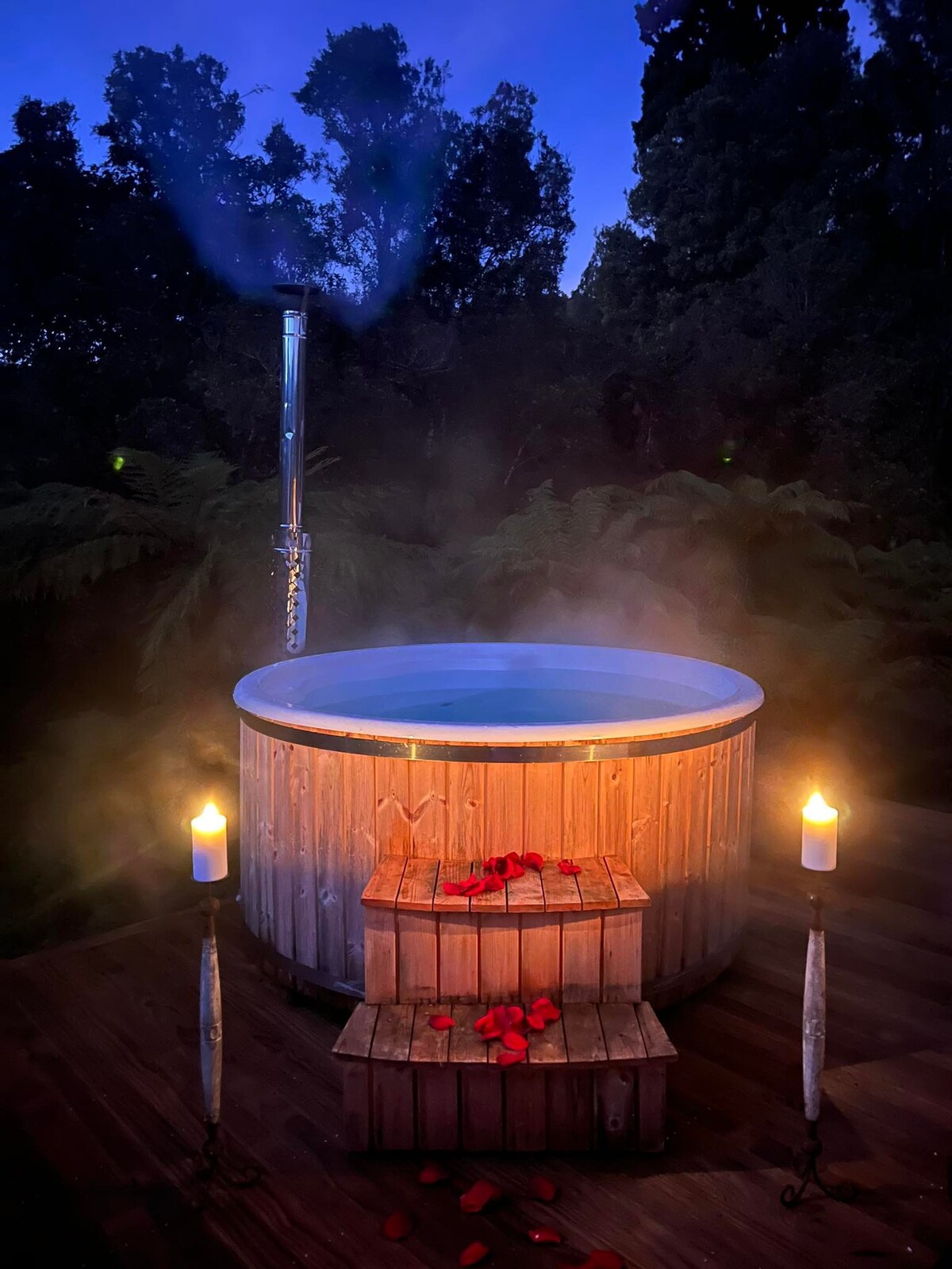 雨林中的维京小屋，带热水浴缸