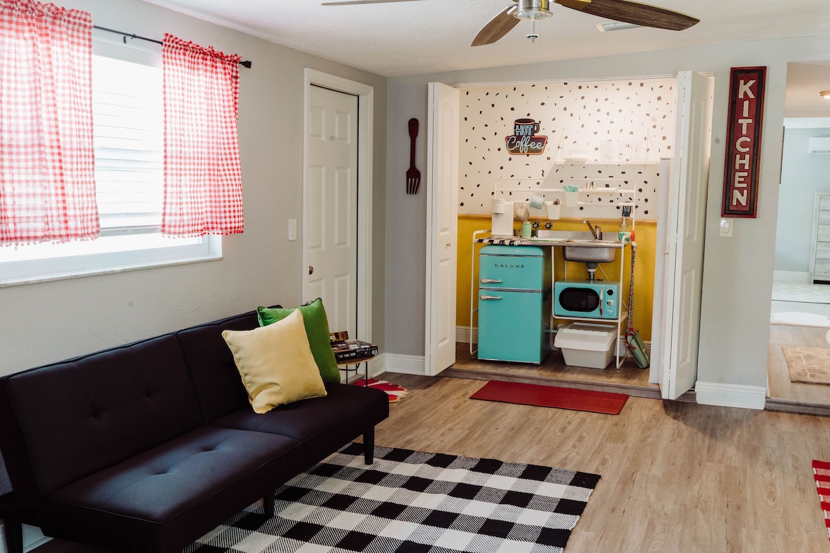Enjoy your privacy in this Unique retro style Apt.