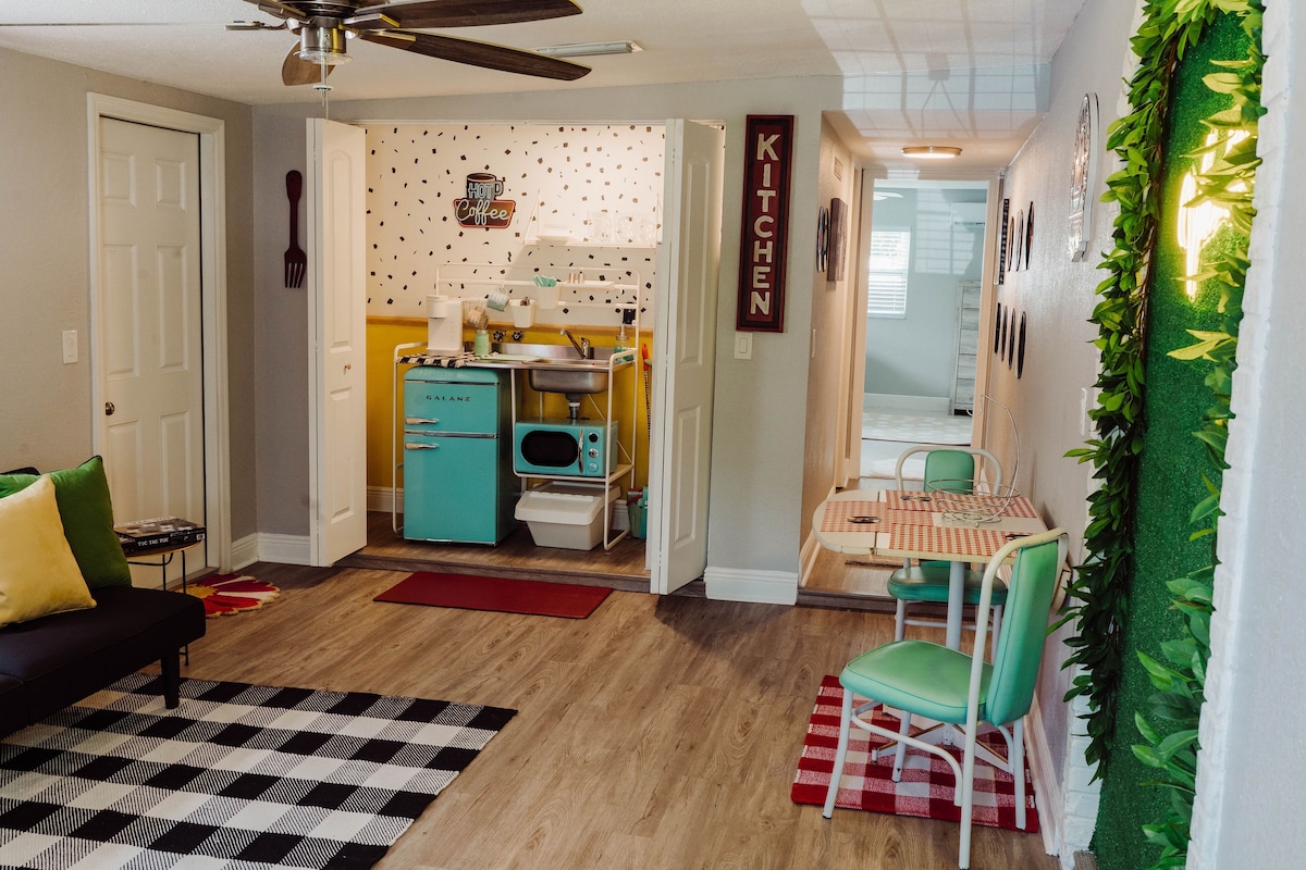 Enjoy your privacy in this Unique retro style Apt.