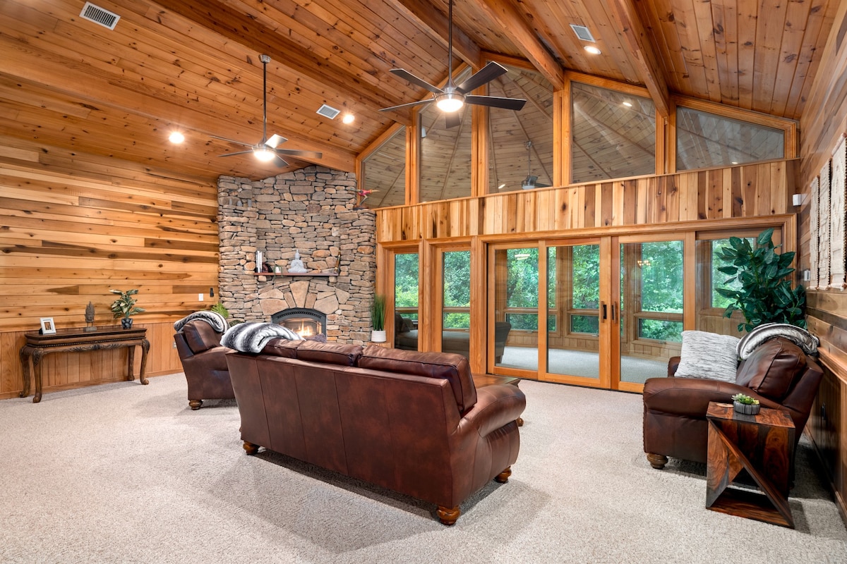 Indoor Pool, Theatre, Large MTN Timber Frame Home