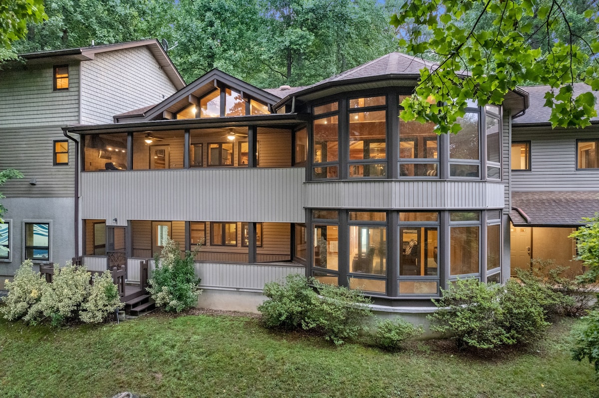 Indoor Pool, Theatre, Large MTN Timber Frame Home