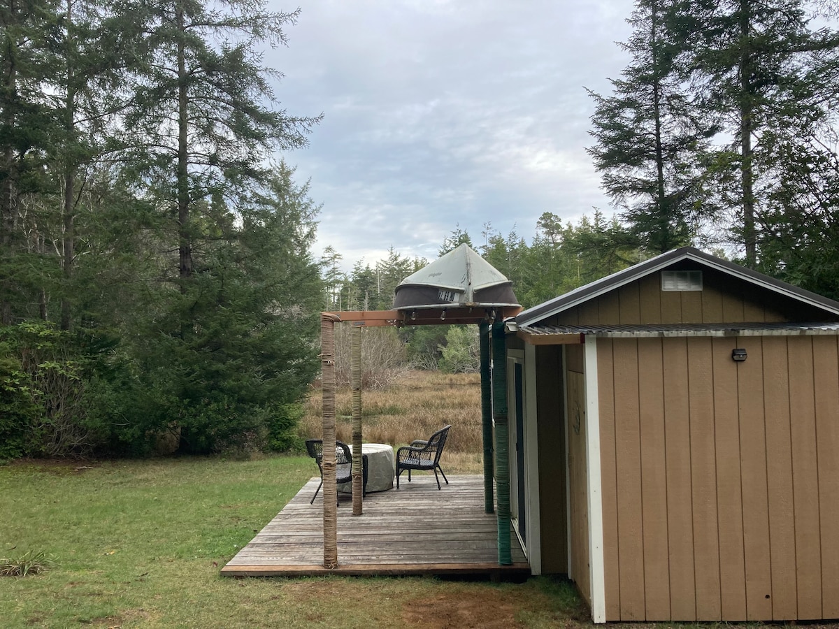 Cozy off grid cabin by seasonal pond