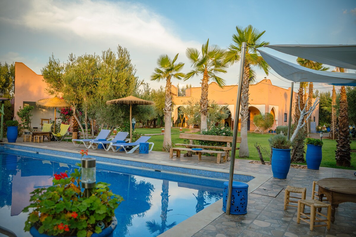传统和现代摩洛哥传统庭院（含泳池、土耳其浴室、花园）