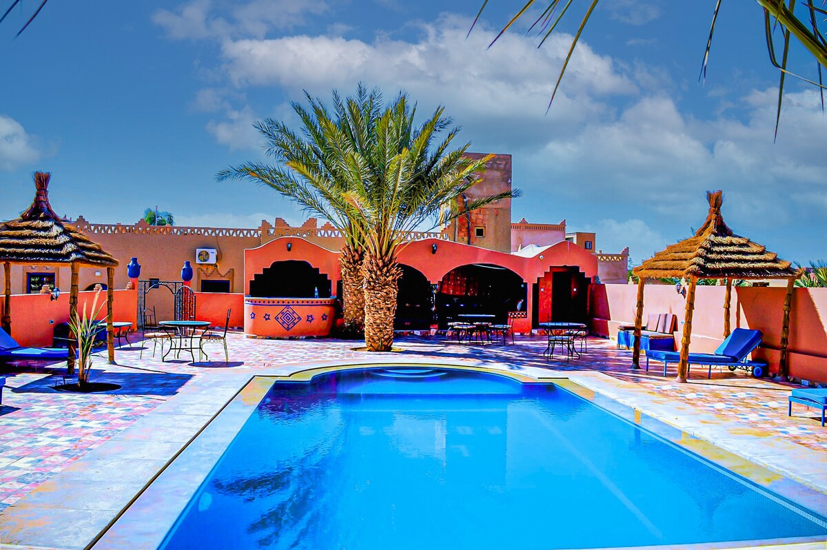 merzouga酒店客房沙漠景观/卧室/浴室/空调/游泳池