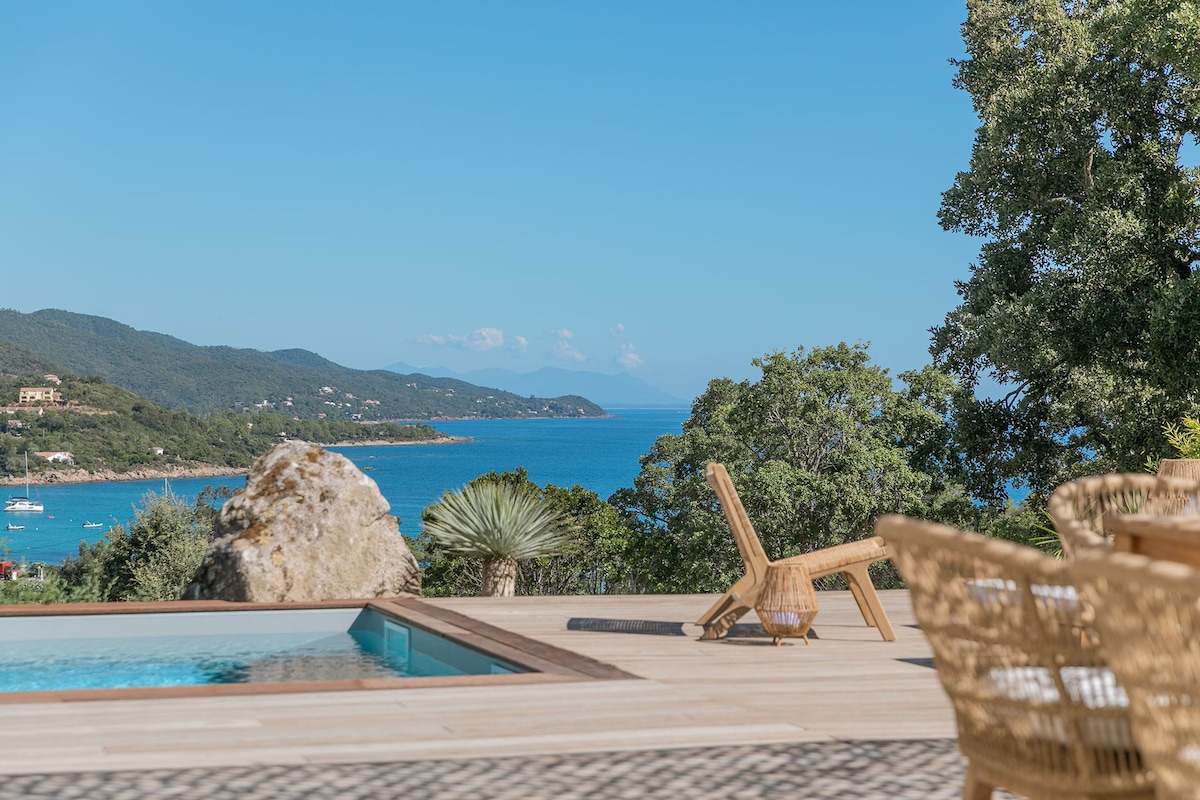 Villa chaleureuse 8P Corse piscine vue mer plage