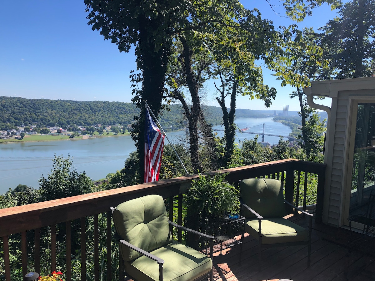 Nestled in the trees with river view and decking