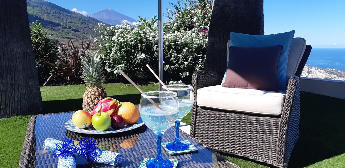 Villa Casa de las Viñas, vistas al Teide y al mar.