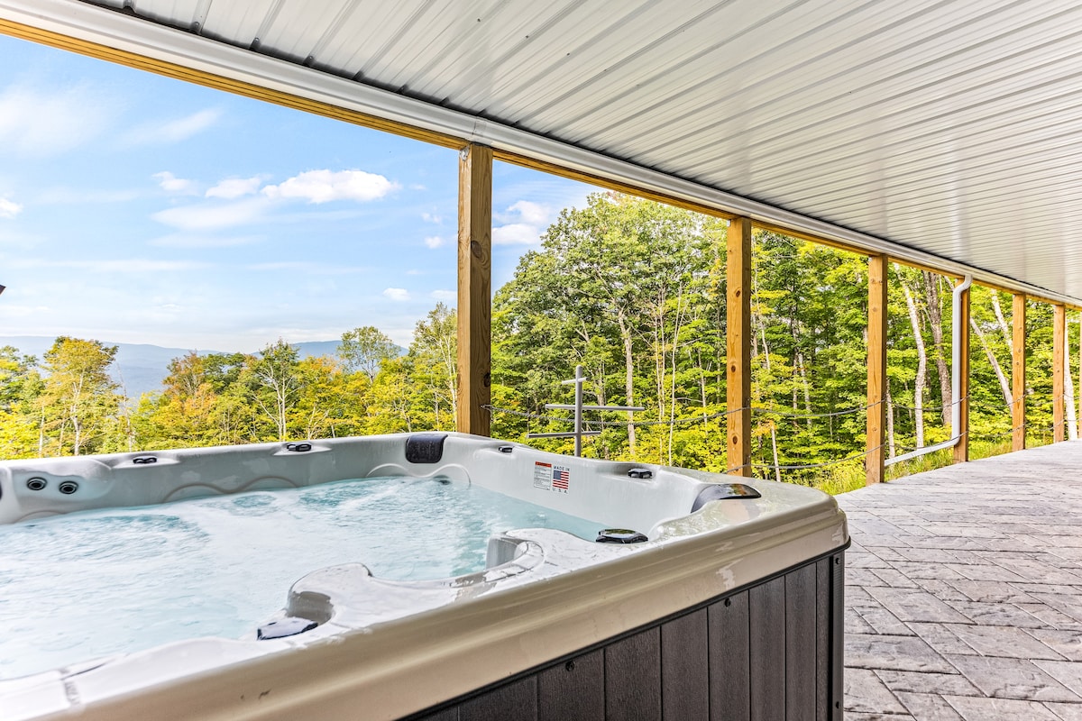 豪华质朴、景观！热水浴缸、沃特维尔州