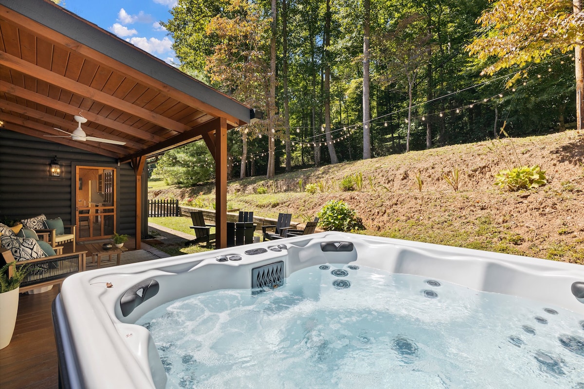 距离DWTN-热水浴缸的现代小木屋|火坑|游戏RM