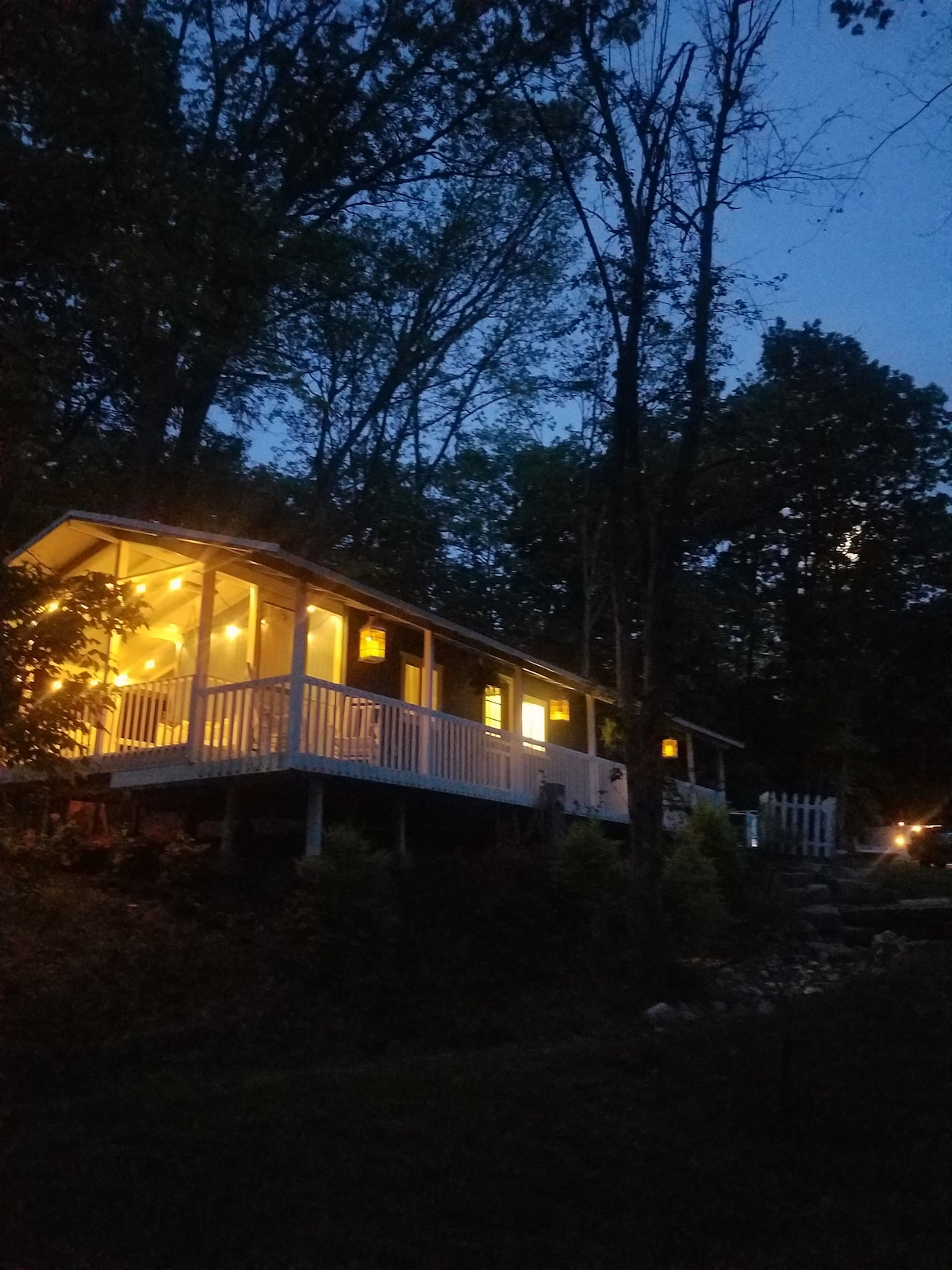 Country cottage with view of winding creek