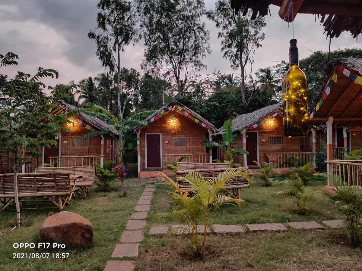 Bamboo cottage with own bathroom and balcony