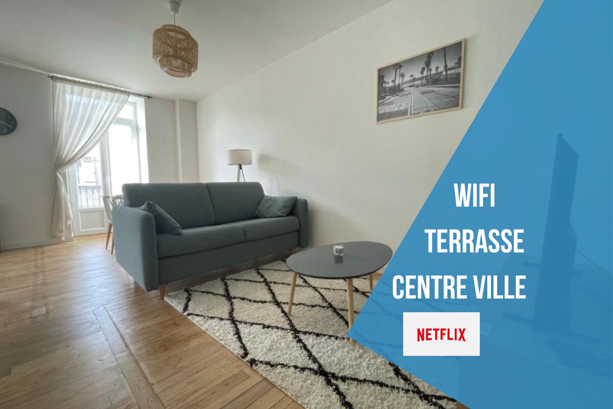 Superbe T2 Neuf Centre Ville Wifi Terrasse Netflix