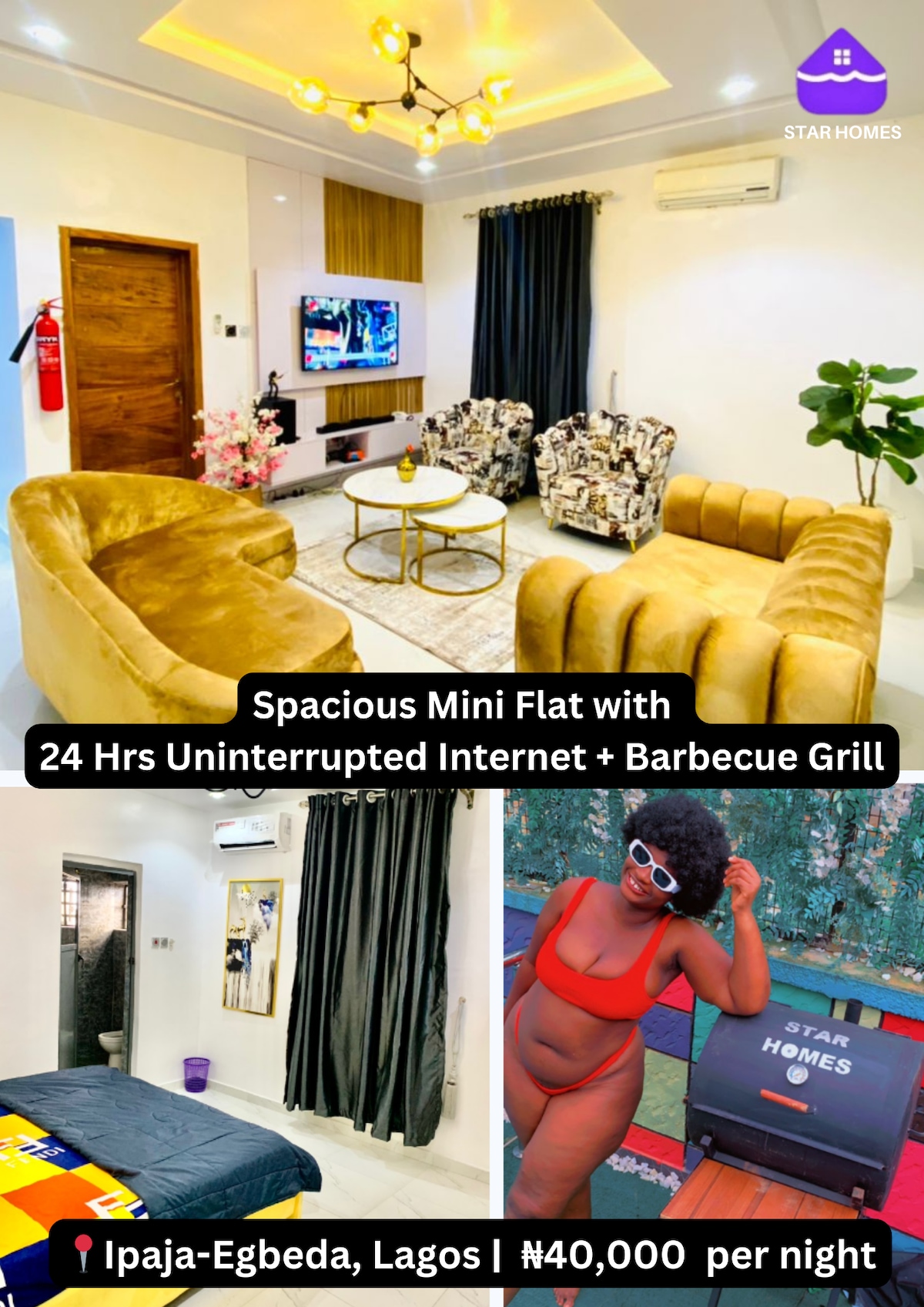 Furnished Mini Flat with Starlink Wi-Fi & Pool