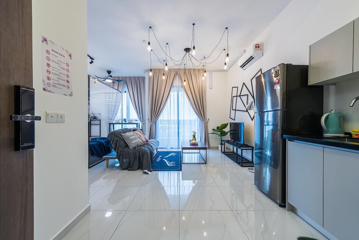 舒适的单间公寓，可供4人入住，可入住Sri Kembangan