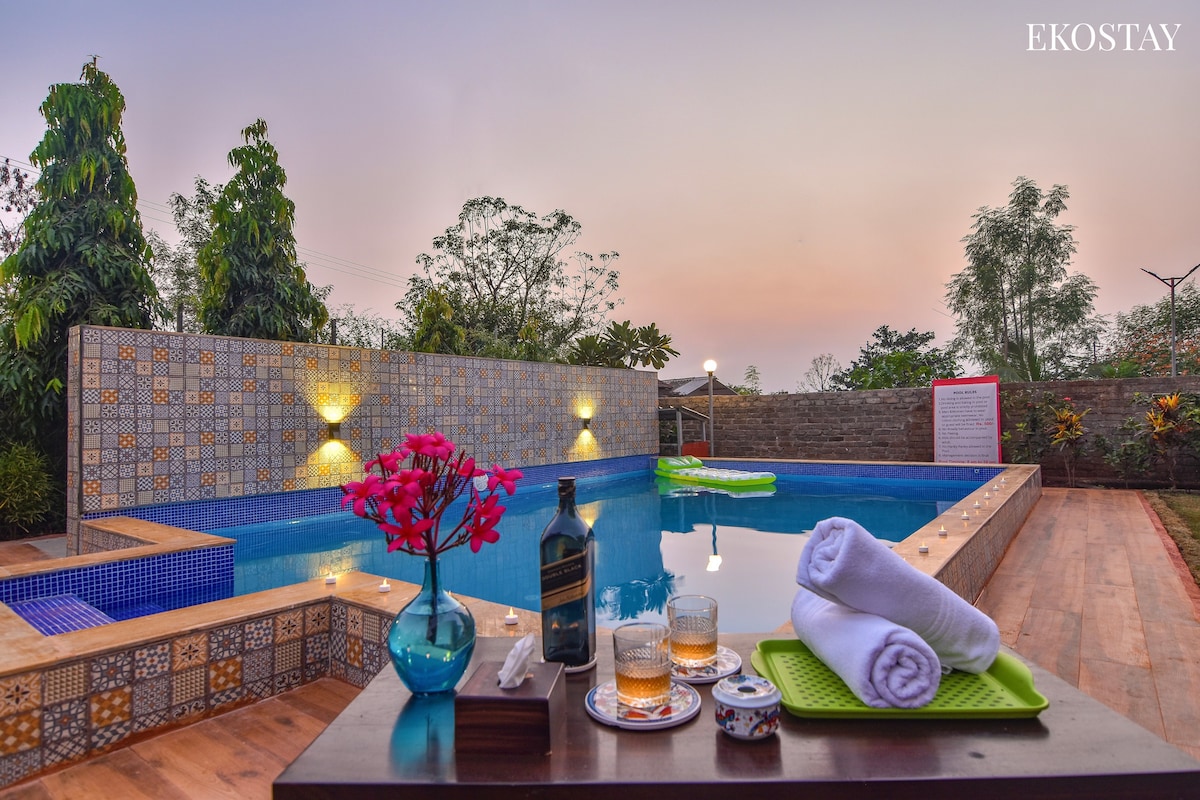 Beautiful Rustic 3BHK Villa with Pool- Ekostay