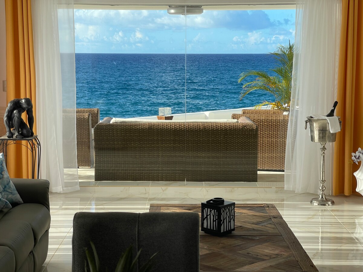 Ocean front 2bd condo with pure Caribbean feeling